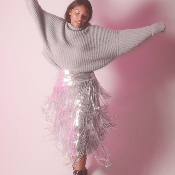 anthropologie Maeve Tatiana Sequined Fringe skirt - Picture 3 of 6